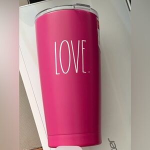 Rae Dunn Fuchsia Tumbler with 'LOVE' Design